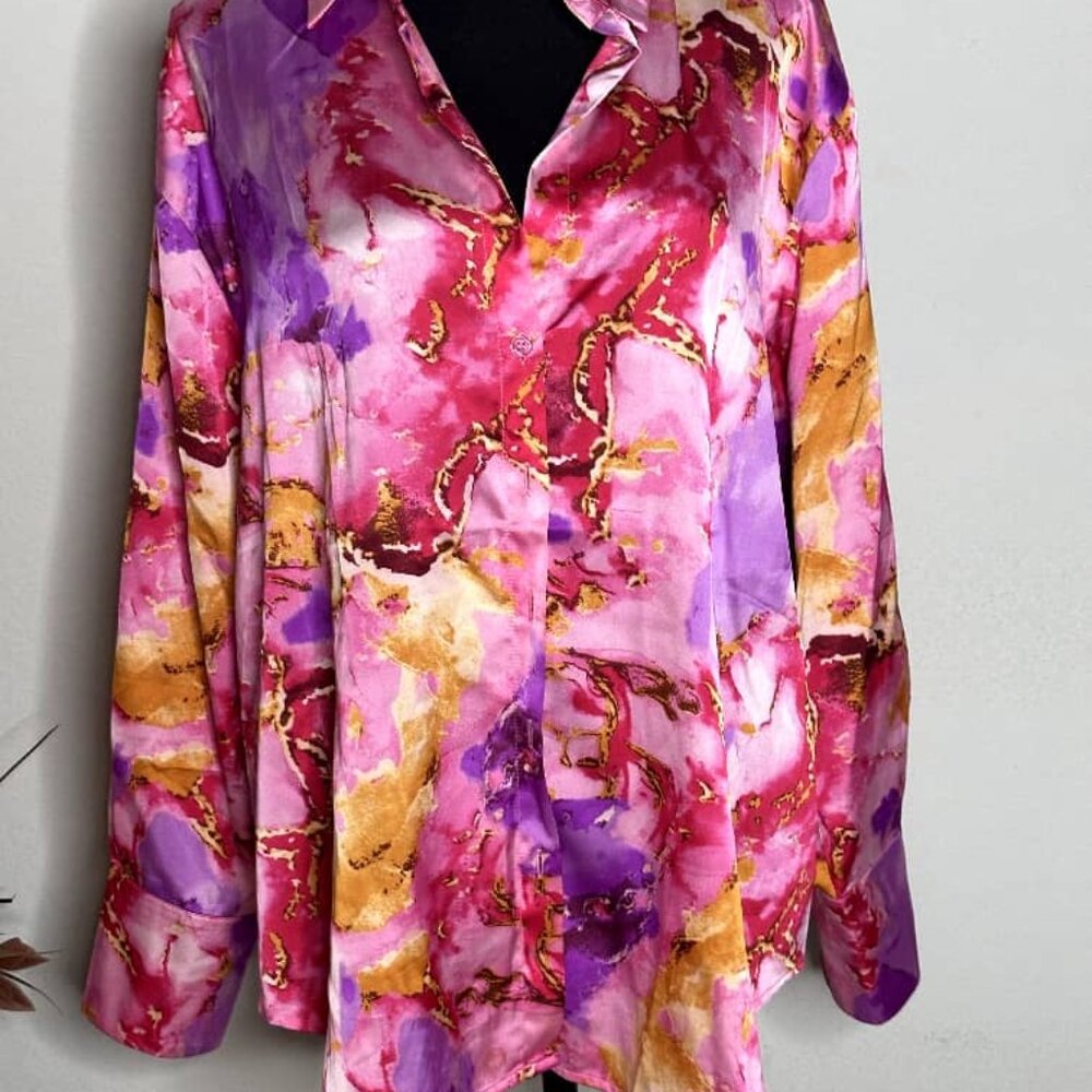 Women's Abstract Print Batwing Sleeve Blouse